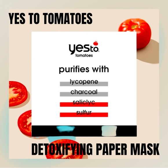 Yes To Tomatoes Charcoal Paper Mask Detoxifying 3 Masks New In Package - Picture 2 of 3